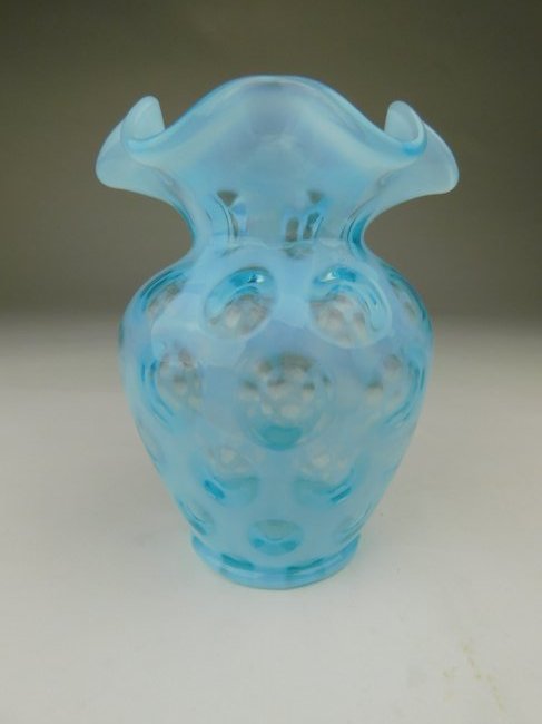 Fenton Blue Polka Dot Vase (1 of 2)