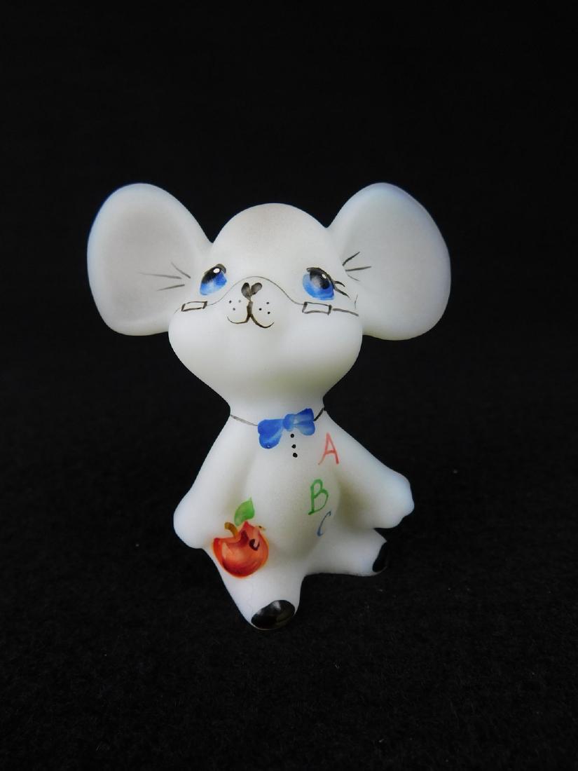 Fenton Mouse: This Fenton Mouse is hand painted to look like a teacher. Is signed by the artist and marked Fenton. (3x3x1.5)