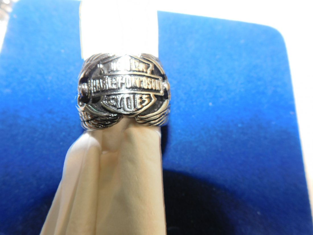 Mens Harley Davidson ring: Men's ring made of Titanium , Nice Large Size Ring,3/4 of a inch high.