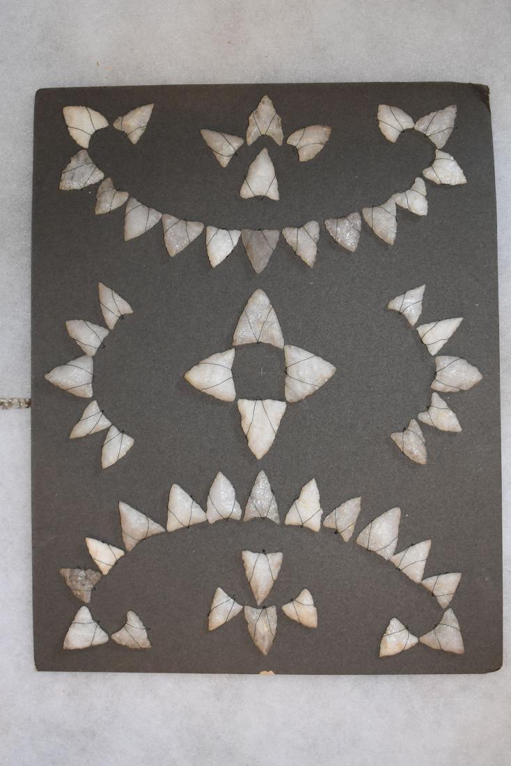 Bank Window lot of New England Arrowheads: This is a frame of arrowheads that was displayed in the early 1900's in the bank window of the Boston Federal Way in Boston MA. The cardboard frame and wired arrowheads makes a nice display. The cardb