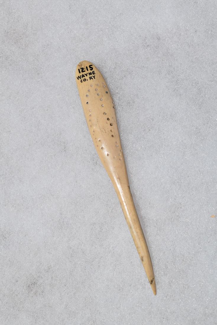 Polished Bone Awl Designed, Wayne CO KY, 6.3/4 inches: Polished Bone Awl, Designed, Wayne CO KY, 6.3/4 inches Possible Hair Pin.