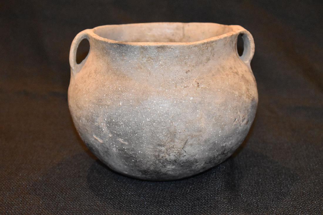 Blond Strap Handle Jar, New Madrid CO MO, 5” tall, (1 of 3)