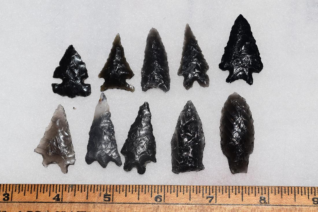 10 California Gem Obsidian Points, Ex Dr Green: 10 California Gem Obsidian Points, Ex Dr Green Collection