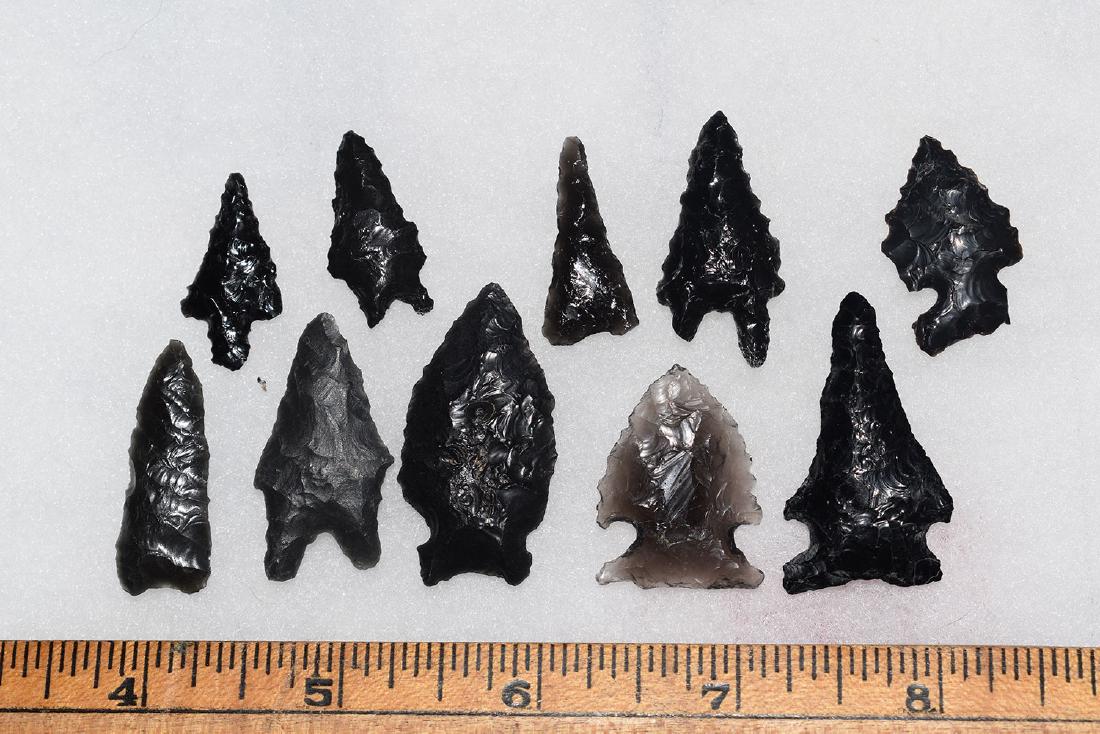 10 California Gem Obsidian Points, Ex Dr Green: 10 California Gem Obsidian Points, Ex Dr Green Collection