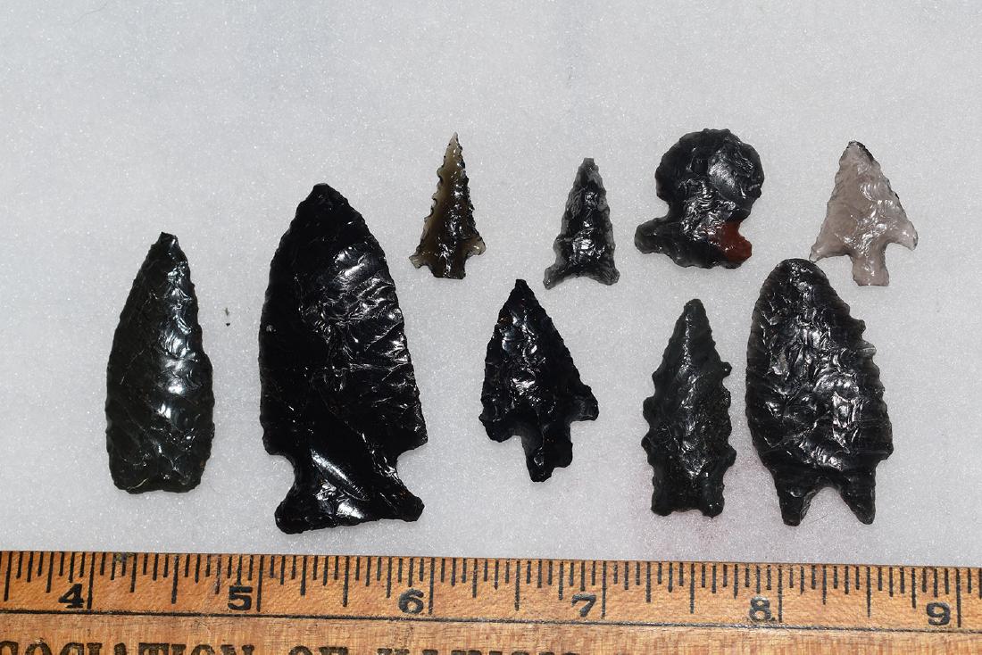 9 California Gem Obsidian Points, Ex Dr Green: 9 California Gem Obsidian Points, Ex Dr Green Collection