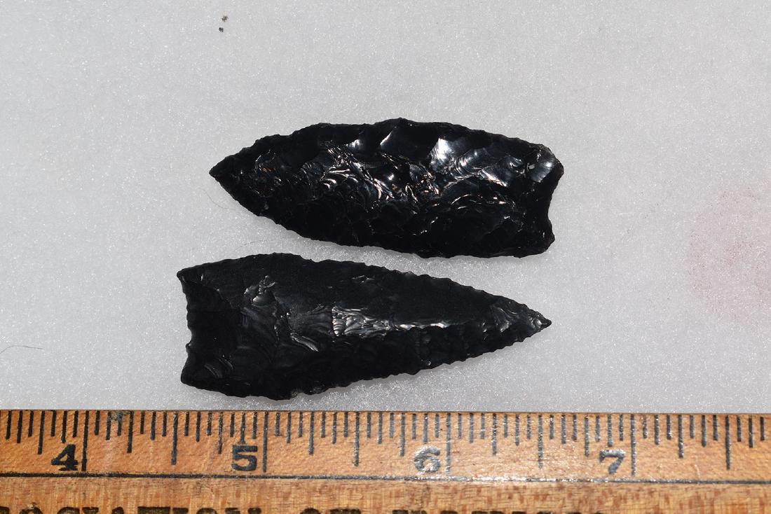 2 Paleo California Gem Obsidian Points, Ex Dr Green: 2 Paleo California Gem Obsidian Points, Ex Dr Green Collection
