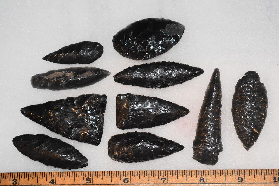 10 California Gem Obsidian Points, Ex Dr Green: 10 California Gem Obsidian Points, Ex Dr Green Collection