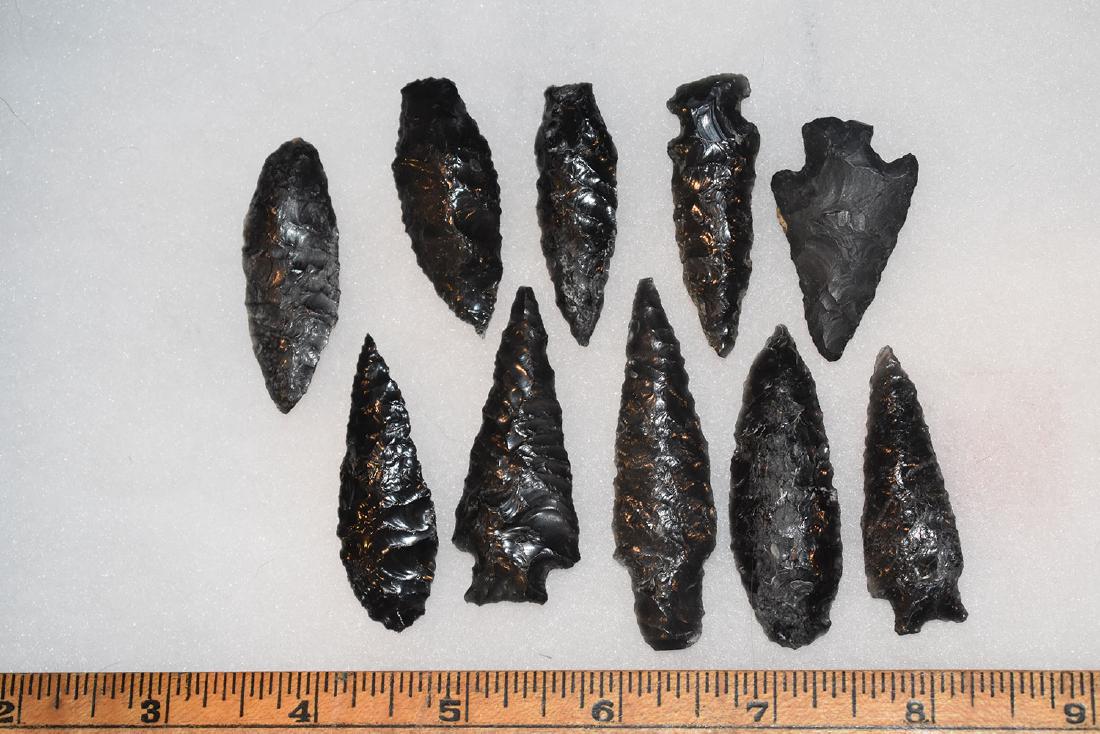10 California Gem Obsidian Points, Ex Dr Green: 10 California Gem Obsidian Points, Ex Dr Green Collection