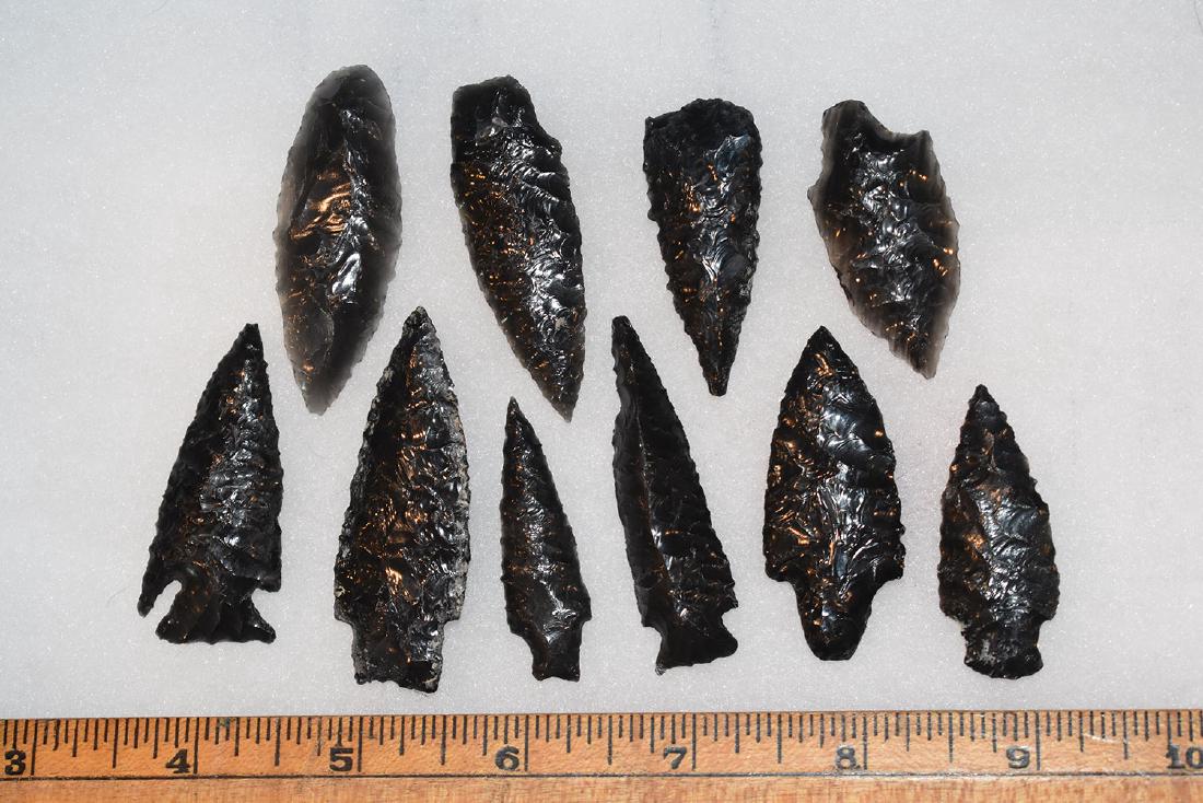 10 California Gem Obsidian Points, Ex Dr Green: 10 California Gem Obsidian Points, Ex Dr Green Collection
