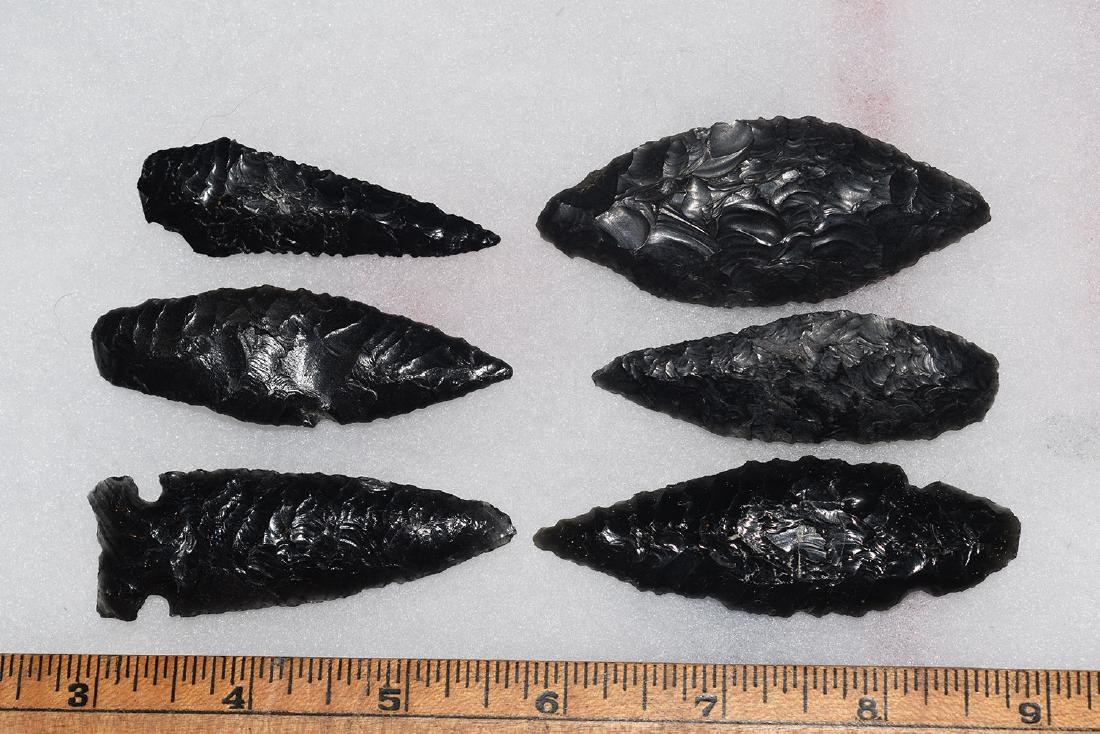 6 California Obsidian Arrowheads: 6 California Obsidian Arrowheads