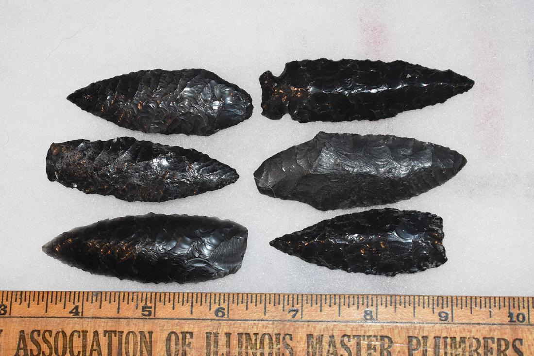 6 California Obsidian Arrowheads: 6 California Obsidian Arrowheads