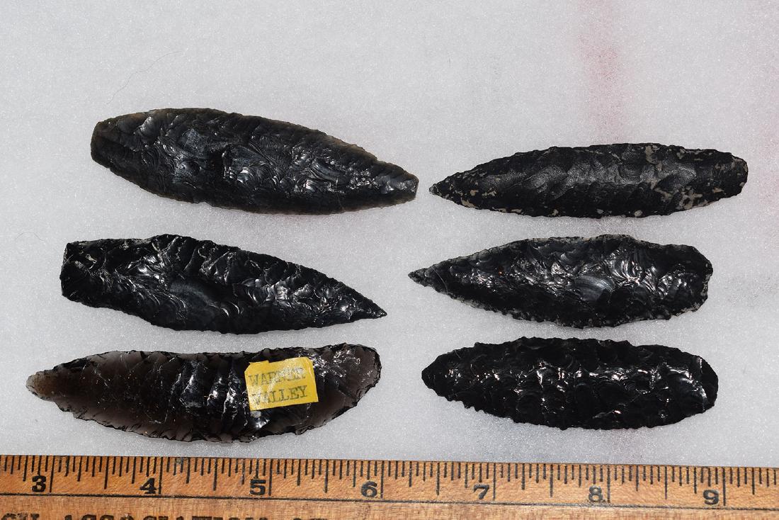 6 California Obsidian Arrowheads: 6 California Obsidian Arrowheads