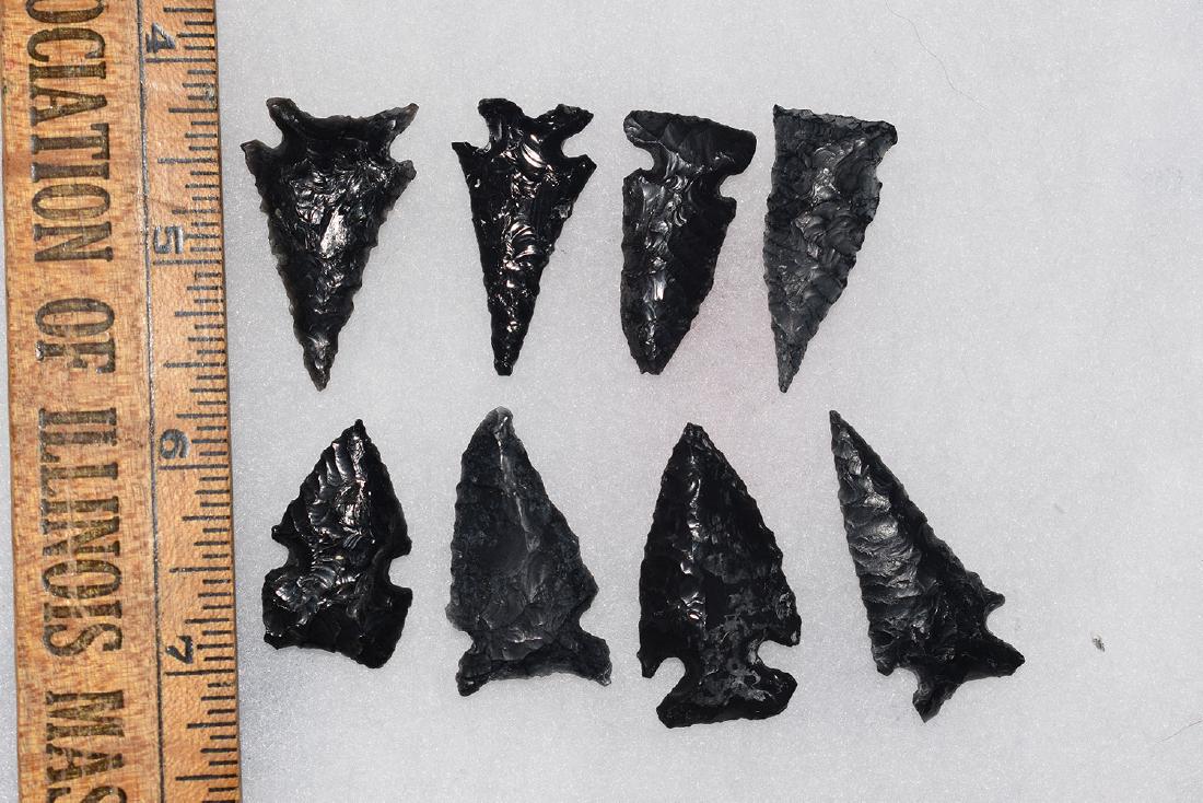 8 California Obsidian Arrowheads: 8 California Obsidian Arrowheads