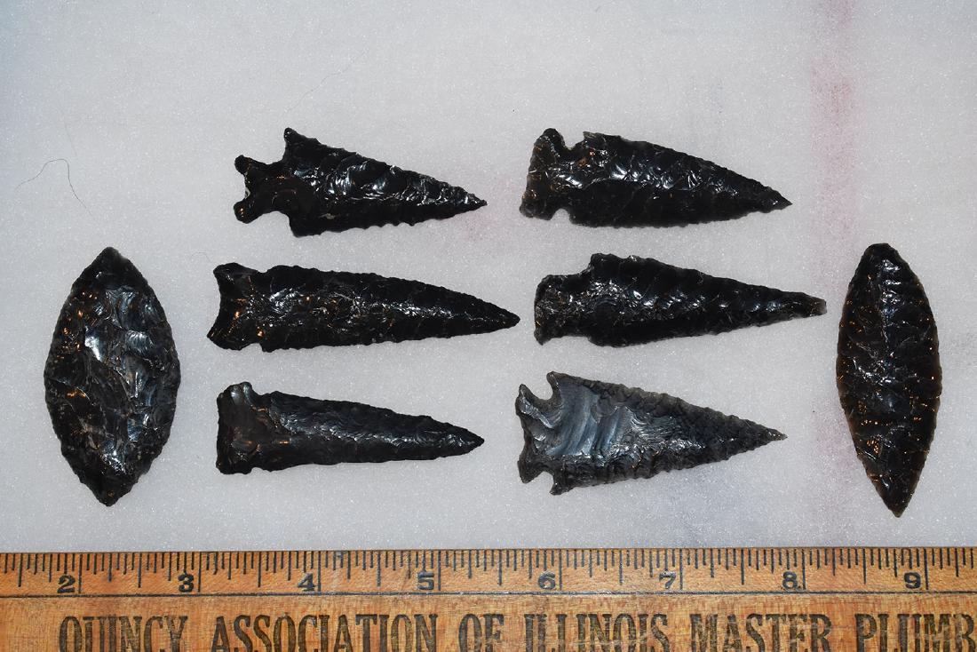 8 California Obsidian Arrowheads: 8 California Obsidian Arrowheads