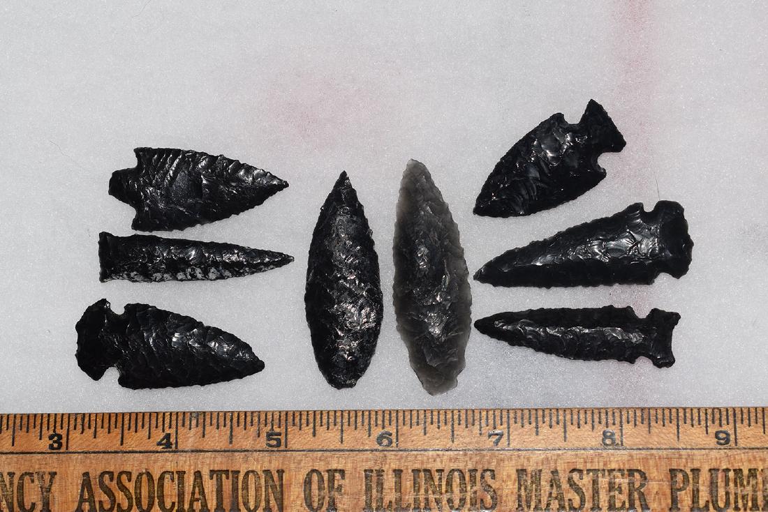 8 California Obsidian Arrowheads: 8 California Obsidian Arrowheads
