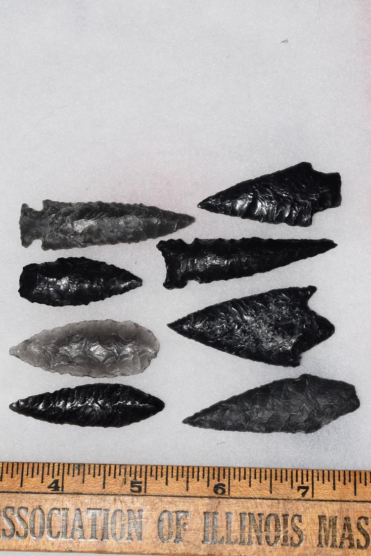 8 California Obsidian Arrowheads: 8 California Obsidian Arrowheads