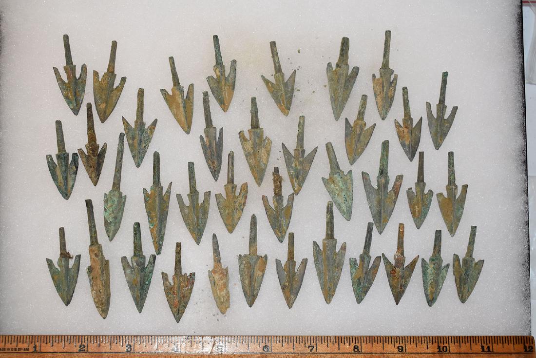 lot of 37 Bronze Age Roman Arrowheads (1 of 1)