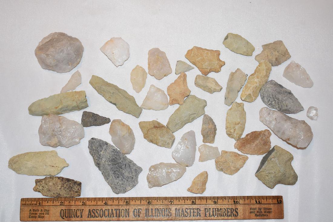 Lot of Arrowheads, from North Carolina, Some Quartz (1 of 1)