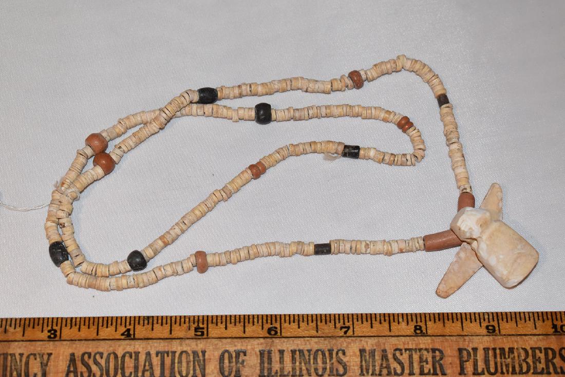 Early Prehistoric Bead Necklace, Shell Pendent, (1 of 1)