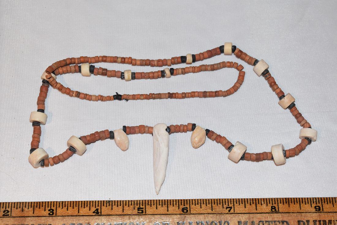 Early Prehistoric Bead Necklace, Shell Pendent, (1 of 1)