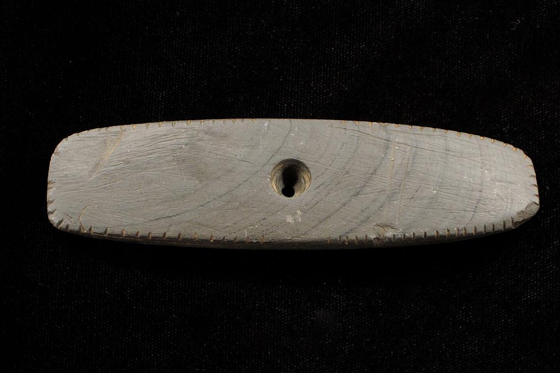 4.25 inches Banded Slate Tally Marked Gorget, Hamilton: 4.25 inches Banded Slate Tally Marked Gorget, Hamilton Co Ohio
