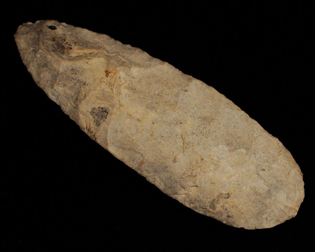 11.6 inches Mill Creek Spade, St Claire Co Illinois,: 11.6 inches Mill Creek Spade, St Claire Co Illinois, Well Made w/ Good Form, Pictured in 1954 Indian Relics and Their Story Plate #10, Ex Hugh Rogers Collection,