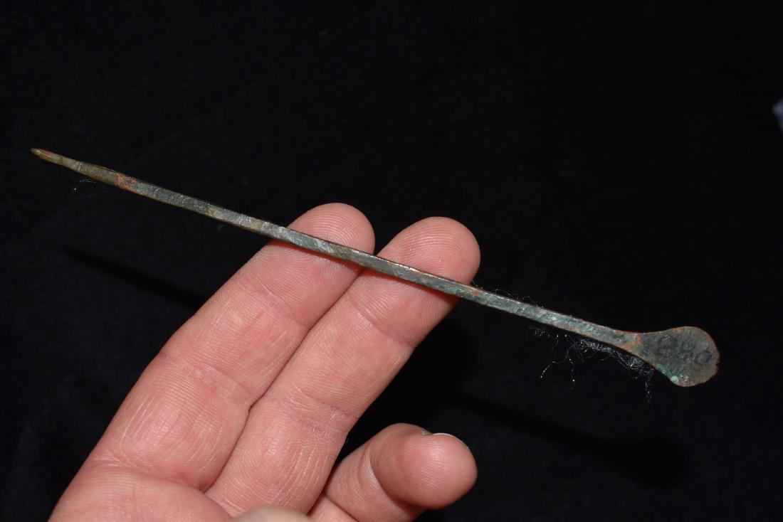 5.1/2" Pictured Copper Awl, Spiro Mounds: 5.1/2" Pictured Copper Awl, Spiro Mounds