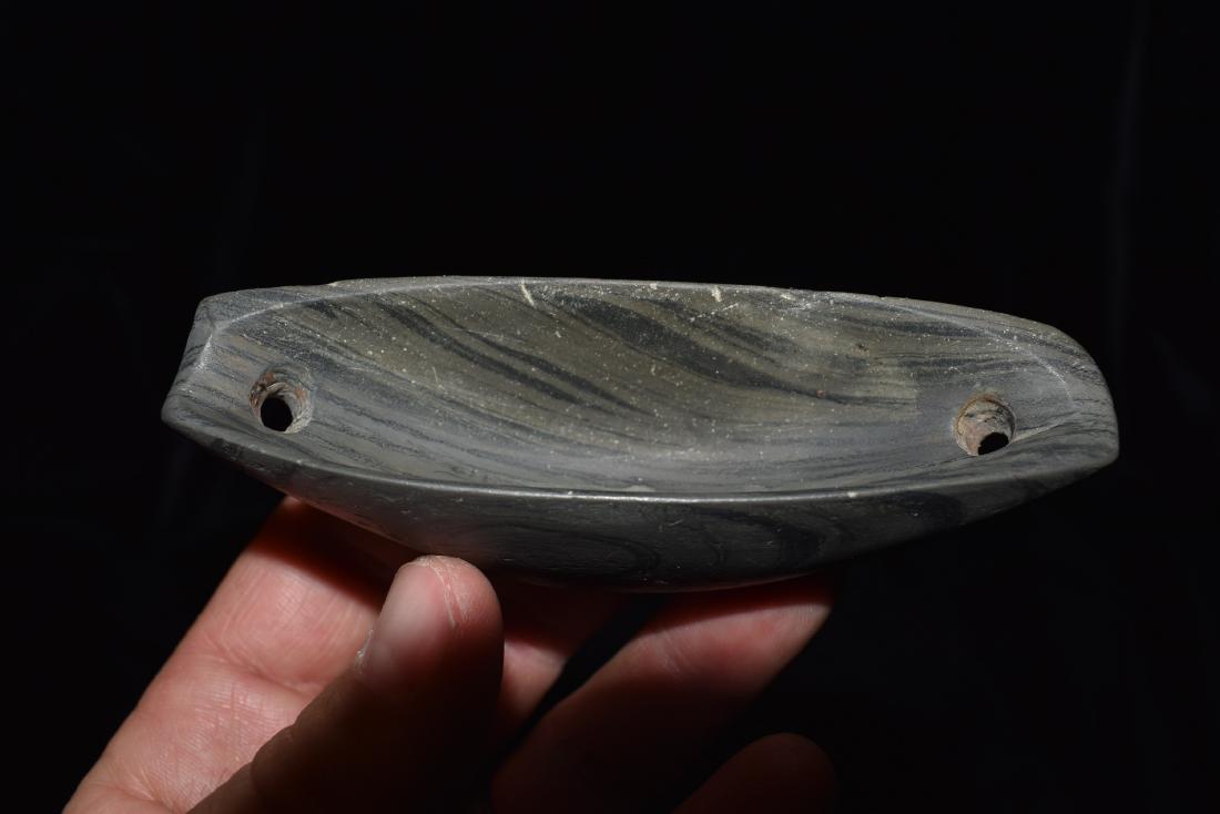 4.1/4" Banded Slate Drilled boatstone, Partially (1 of 6)