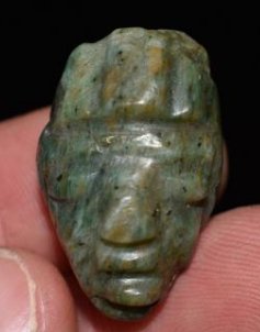 1" Pre-Columbian Jade Pendant, Face Effigy, Good Form (1 of 3)