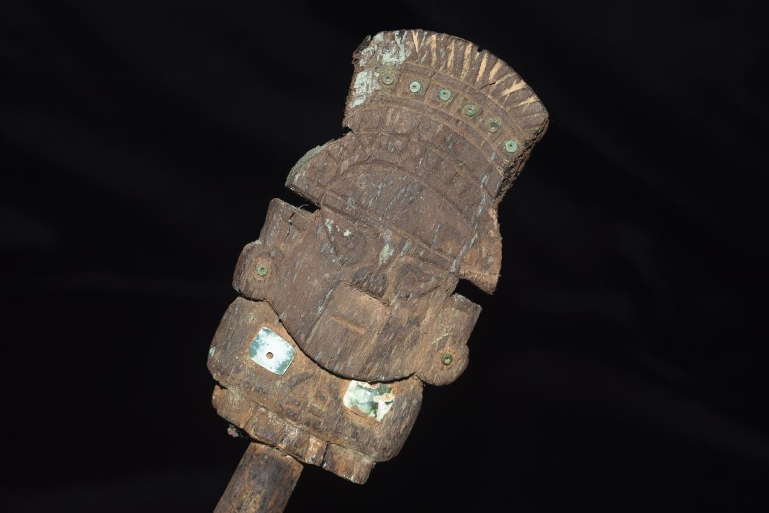 18 3/4" God Effigy Mace / Staff, Peru, Jade Inlay (1 of 7)
