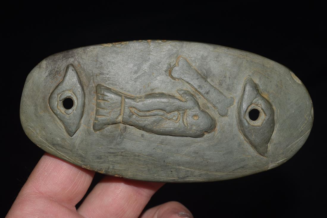 4 3/4" Effigy Gorget labeled Townis County, GA: Out of the Robert Warrenberg Collection Collected from the mid to late 1900’s