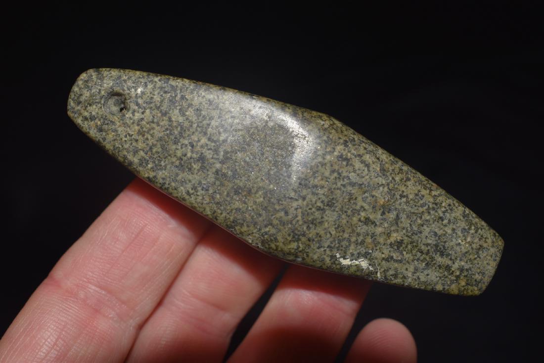 3 3/8" Hardstone Plummet labeled Indiana: Out of the Robert Warrenberg Collection Collected from the mid to late 1900’s