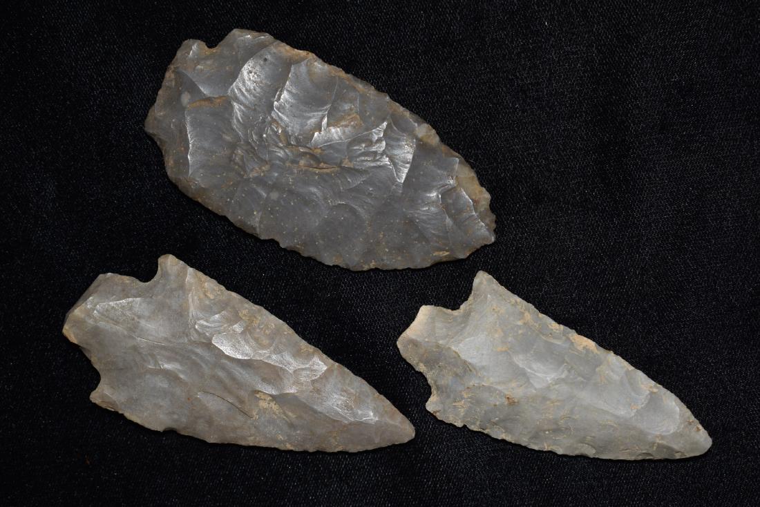 Lot of 3 Arrowheads found by Jack Baker, Wayne Co, IL (1 of 6)