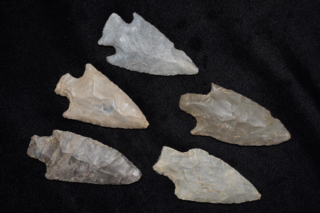 Lot of 5 Arrowheads found by Jack Baker, Wayne Co, IL (1 of 8)