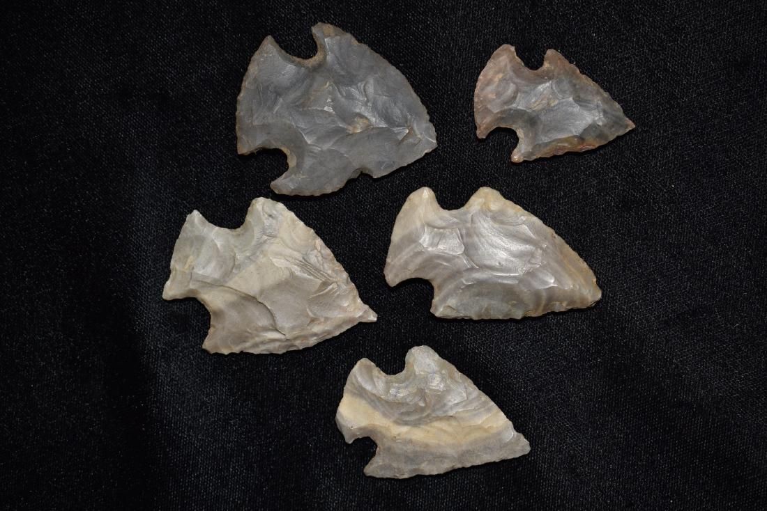 Lot of 5 Hopewell points found by Jack Baker, Wayne Co, (1 of 8)