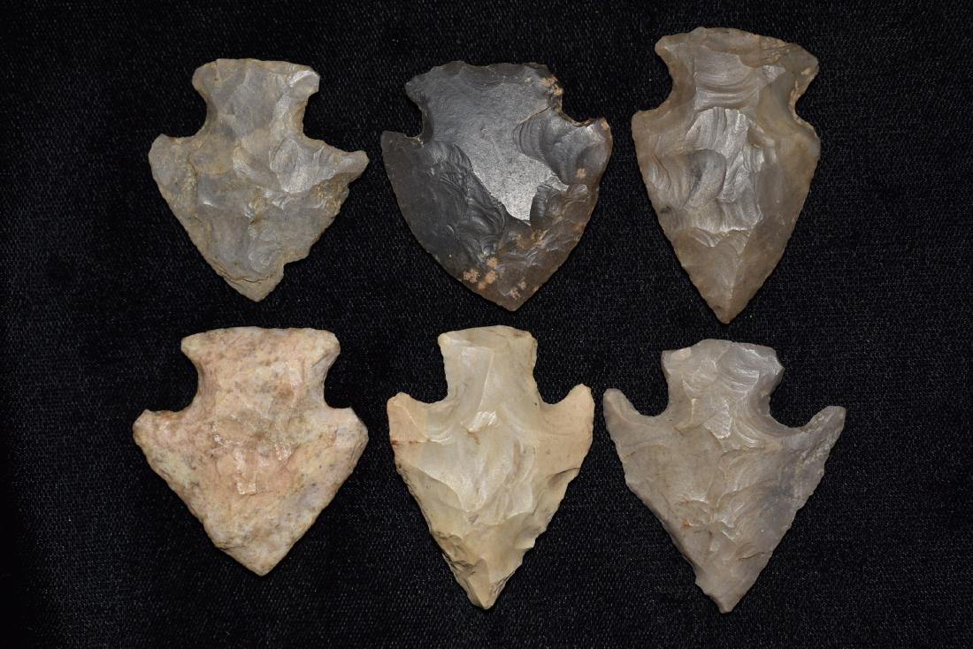 Lot of 6 Arrowheads, found by Jack Baker, Wayne Co, IL (1 of 9)