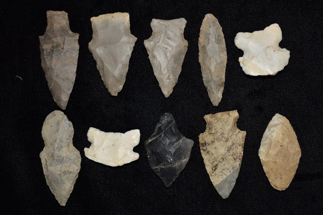 10 Arrowheads, found by Jack Baker, Wayne Co, IL (1 of 3)