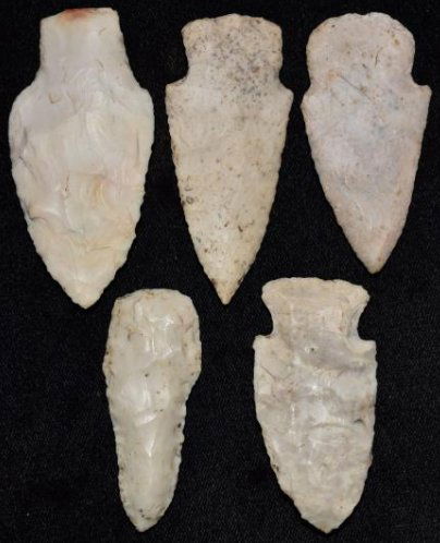 Lot of 5 Arrowheads found by Jack Baker, Wayne Co, IL (1 of 8)