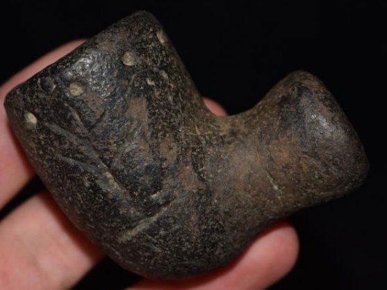 2 1/2" Pottery Elbow Pipe with designs, EX Jack (1 of 8)