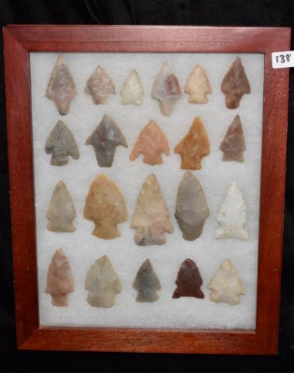 11" x 9" frame of novaculite arrowheads, found by Jack (1 of 6)
