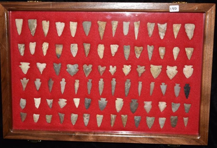 12" x 18" frame of 81 birdpoints, found by Jack Baker, (1 of 8)