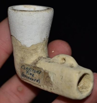 2 1/4" Clay stone pipe with restored bowl (1 of 7)