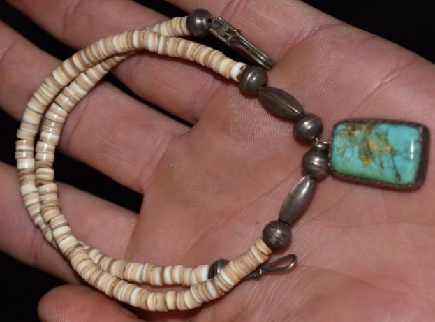 Nice Silver and Turquoise Necklace with Shell, (1 of 6)