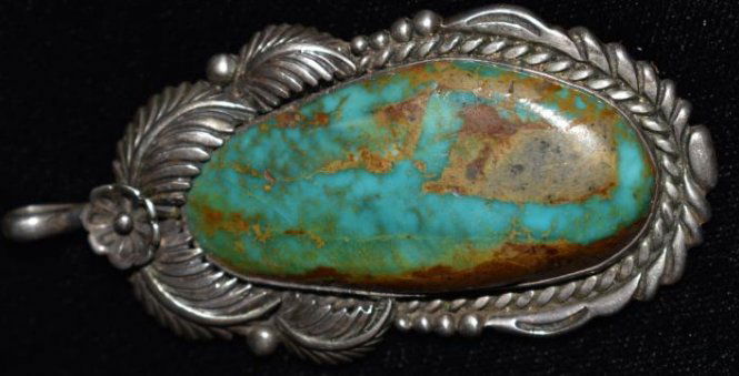 Nice Silver and Turquoise Pendant, Nice Hallmark (1 of 3)