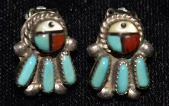 Nice Silver and Turquoise Ear-Rings, Nice Hallmark (1 of 3)