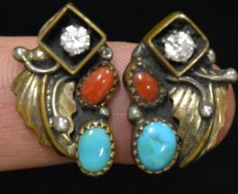 Nice Silver and Turquoise Ear-Rings, CZ tested, (1 of 3)