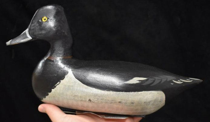Male Ring Neck Duck Decoy, 13" long, by Charley Moore (1 of 8)