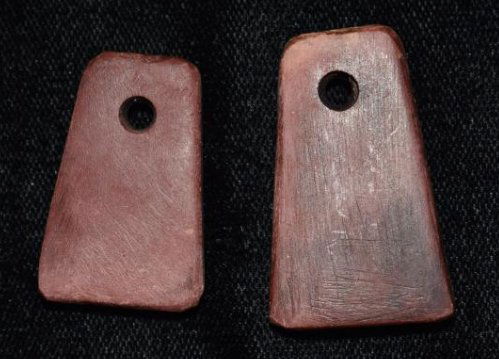 Pair of Catlinite Pendants, Wisconsin, Ex Larry Lantz, (1 of 3)