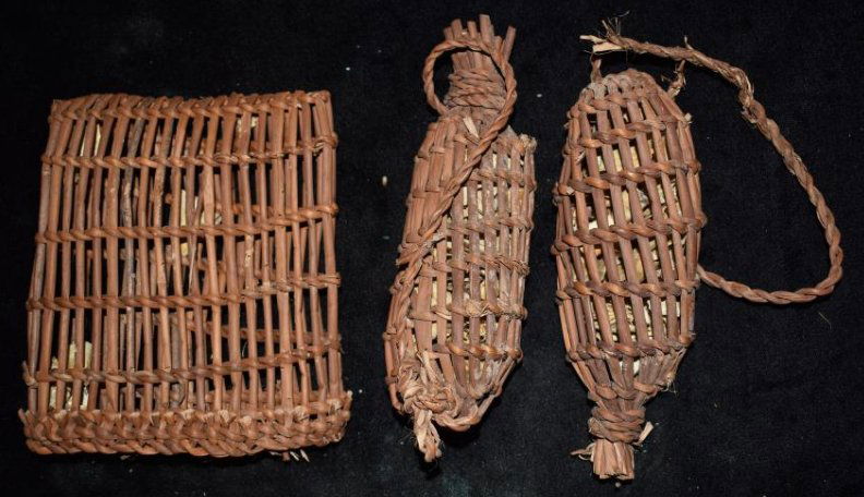 Set of 3 Pre-Columbian Reed Baskets, Largest 5" Tall (1 of 10)