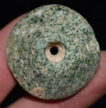 1 7/16" Jade Bead, Fine, Good Color, Pre Columbian (1 of 7)